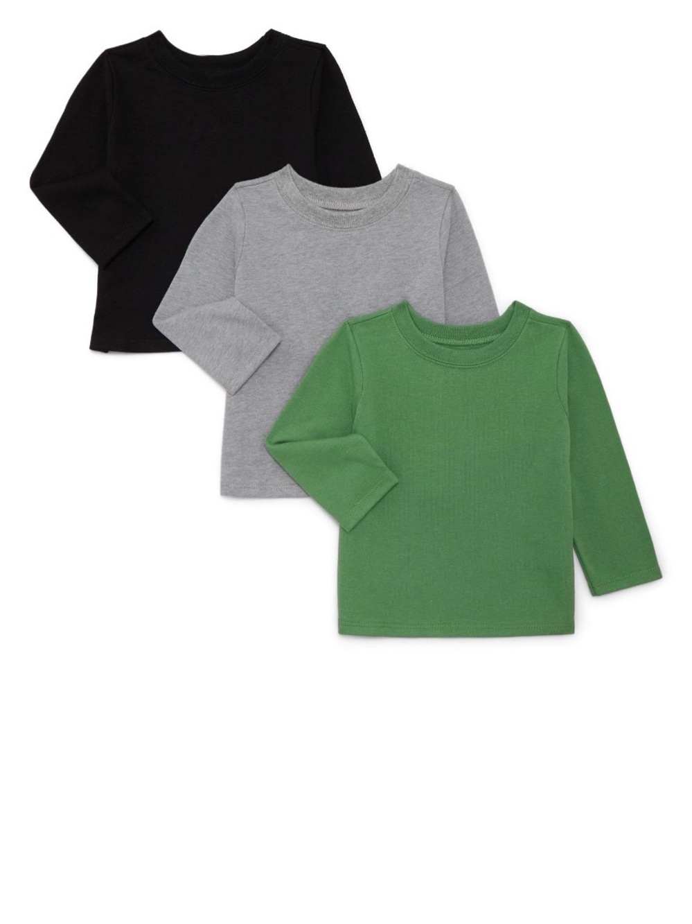 Garanimals Baby Boys Solid Tee with Long Sleeves, 3-Pack, Sizes 18 months